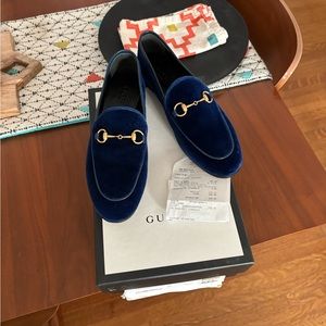 Gucci Cobalt Blue Velvet Loafers, 38, NWT